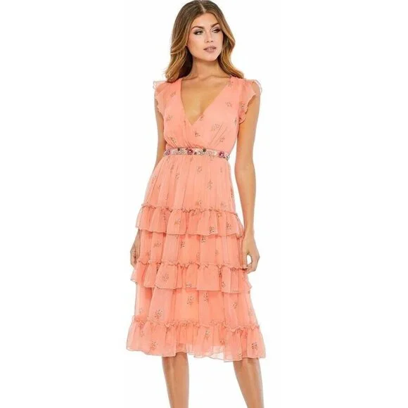 prom orange dresses Mermaid Orange Prom Dresses with Deep V-neckline vestido de noche de s loveangeldress